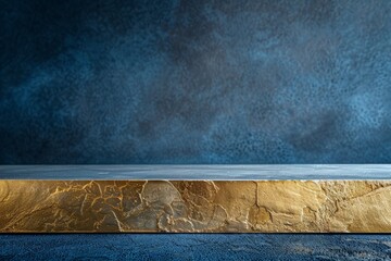 Gold and silver geometrically decorated border, only on the mixed of the image, set against a dark blue background