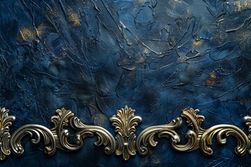 Gold and silver geometrically decorated border, only on the mixed of the image, set against a dark blue background