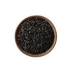 A bowl of black beans on a transparent backdrop