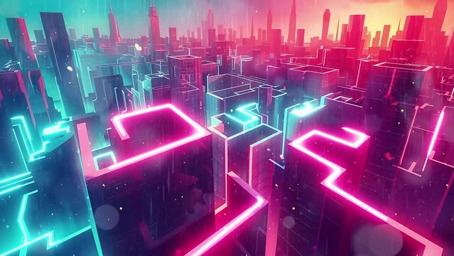 navigate the surreal architecture of a psychedelic. seamless looping overlay 4k virtual video animation background