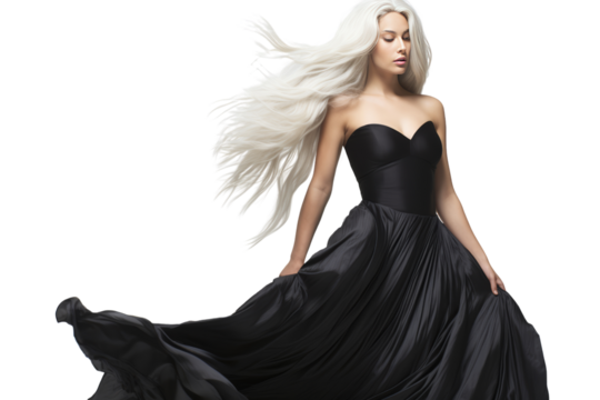 A young woman was smiling happily. The atmosphere was bright and she felt satisfied,Isolated on a transparent background.