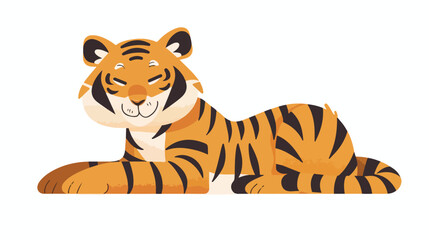 Fun tiger flat vector isolated on white background