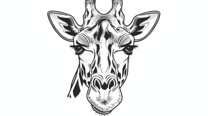 Giraffe head. Contour giraffe portrait isolated on white