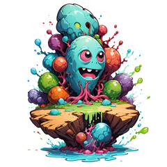 Bacteria Clipart Monster And Egg With Colorful Body And Cartoon Head Vector