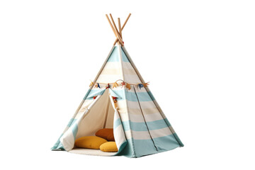 Adorable Teepee With Stuffed Animal Inside. On a White or Clear Surface PNG Transparent Background.