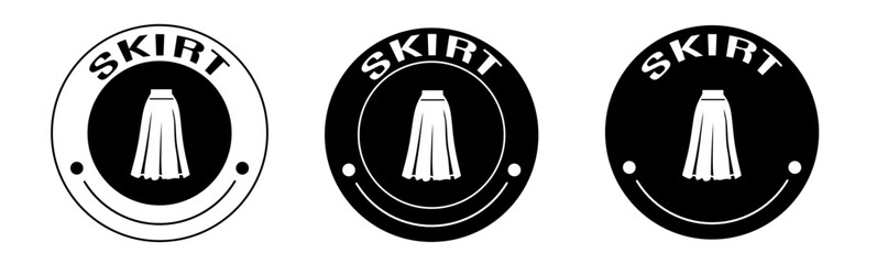 Black and white illustration of skirt icon in flat. Stock vector. - obrazy, fototapety, plakaty