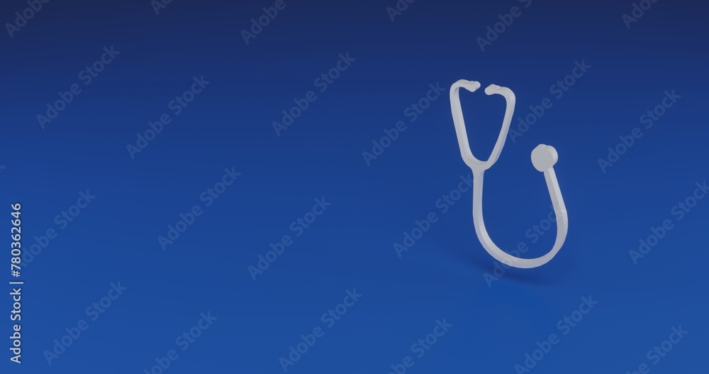 Poster isolated realistic white stethoscope symbol with shadow. located on the right side of the scene. 3d 