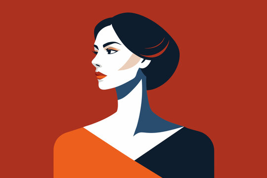 Vector Retrato de una mujer con un fondo rojo