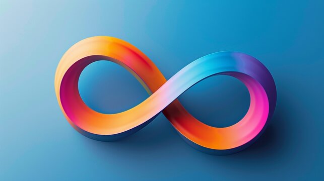 A colorful infinite loop symbol on a blue background depicting continuity