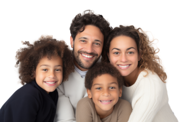 Family showing warm emotions full of love Conveys happiness ,Isolated on a transparent background.