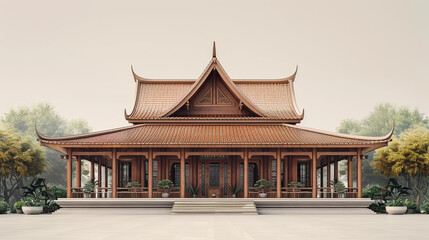 Fototapeta premium Architectural Splendor of a Thai Temple Hall