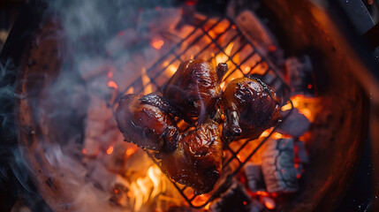 grilled chicken on the grill. AI generated - obrazy, fototapety, plakaty