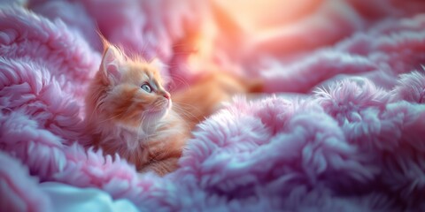 분홍 고양이 침실