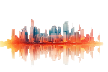 Modern buildings, city skyline in contemporary color style and futuristic effects. Real Estate and Real Estate Development,Isolated on white background