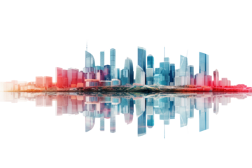 Modern buildings, city skyline in contemporary color style and futuristic effects. Real Estate and Real Estate Development,Isolated on white background