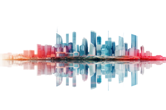 Modern buildings, city skyline in contemporary color style and futuristic effects. Real Estate and Real Estate Development,Isolated on white background