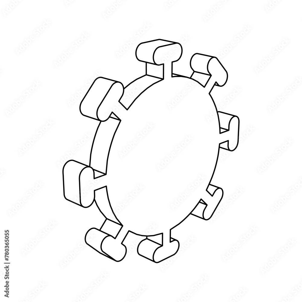 Poster the outline of a large coronavirus symbol is made with black lines. 3d view of the object in perspec