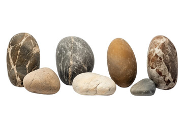 Fototapeta na wymiar Group of Rocks Arranged Neatly. On a White or Clear Surface PNG Transparent Background.