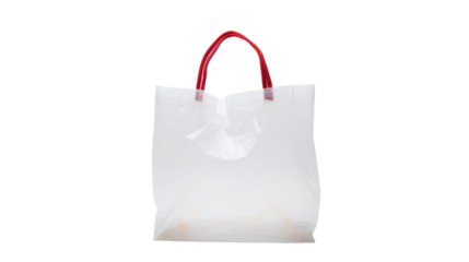 White Shopping Bag With Red Handle. On a White or Clear Surface PNG Transparent Background.
