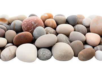Fototapeta na wymiar Assorted Colored Rocks Piled on White Background. On a White or Clear Surface PNG Transparent Background.