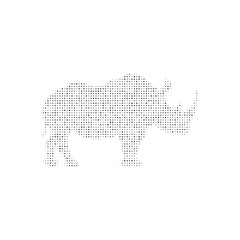 The rhino symbol filled with black dots. Pointillism style. Vector illustration on white background