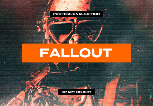 Fallout Grunge Retro Glitch Photo Effect Paper Texture Template Mockup Overlay Style
