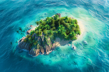 circular island surrounded by turquoise water