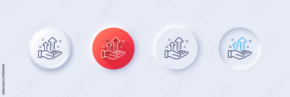 Poster analysis graph line icon. neumorphic, red gradient, 3d pin buttons. results chart sign. traffic mana