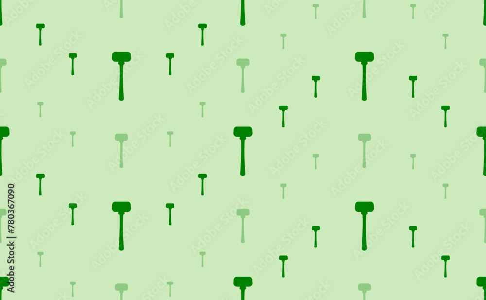 Poster seamless pattern of large and small green mallet symbols. the elements are arranged in a wavy. vecto