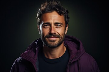 Fototapeta premium Handsome Hispanic Man in Blue Pullover and Burgundy Hoodie