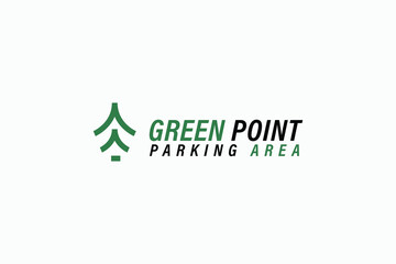 Fototapeta premium line art green point parking area iconic logo vector design template with outline, modern and elegant styles. 