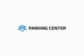 outline parking center iconic logo vector design template with modern, unique and minimalist styles for garage, business, company, and branding. 