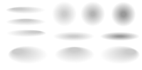 Realistic round shadows set in transparent backgroun. Template shadow soft, realistic shape shade illustration