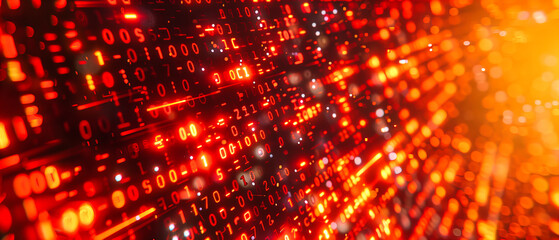 Fototapeta premium Binary Code Cascade: A Digital World of Ones and Zeros, Illustrating the Pulse of Modern Communication and Technology