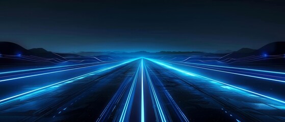 Speed and Technology, blue abstract geometric lines, technology particle poster material