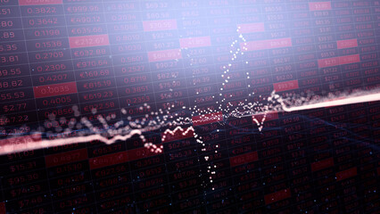 Artistic red negative stockline business data illustration dark background. - 780368454