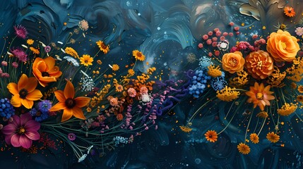 Obraz na płótnie Canvas Digital dream garden flower decoration abstract graphic poster web page PPT background