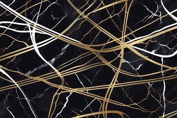 Black And White Marble With Gold Lines, Luxurious Monochrome Marble Texture, Premium Marble Background