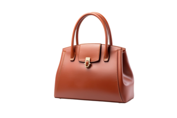 Brown Handbag on White Background. On a White or Clear Surface PNG Transparent Background.