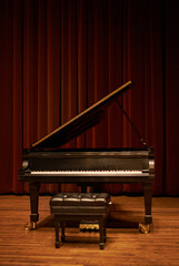 Piano, theatre and musical instrument for classic or jazz music ready for a concert or performance....