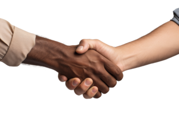 Young man shaking hands and thanking customers Interesting atmosphere Expressing gratitude to customers,Isolated on white background