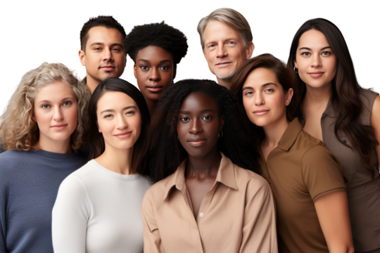 various people Smiling, gathered together in joyful unity.Isolated on white background - Powered by Adobe