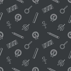 Seamless school pattern. Hand drawn doodle school background. Education illustration