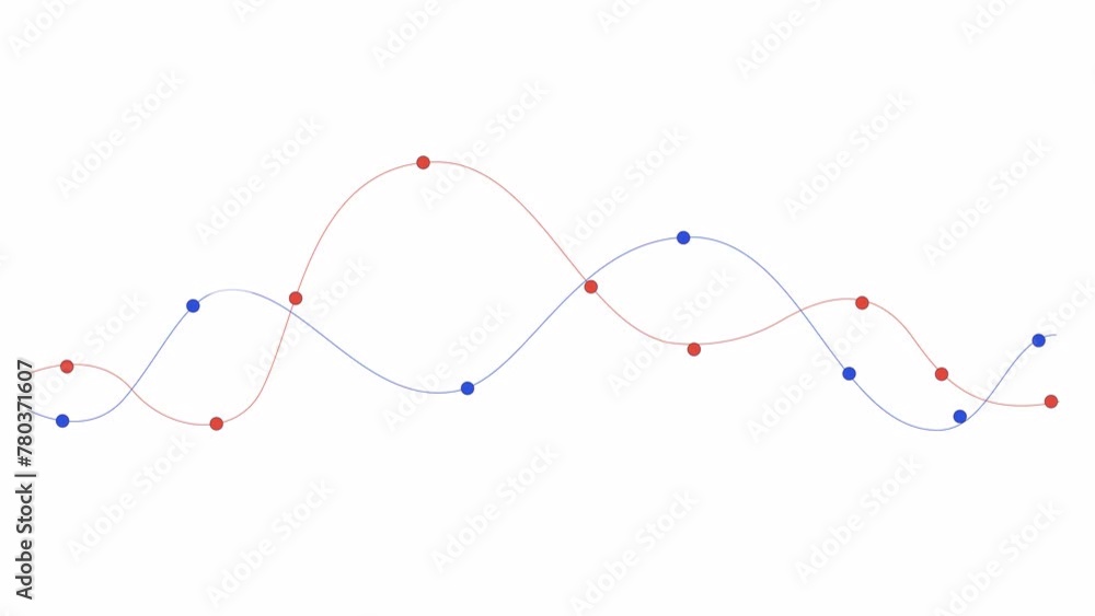 Poster graph trends waveform line 2d object animation. comparison performance analysis flat color cartoon 4