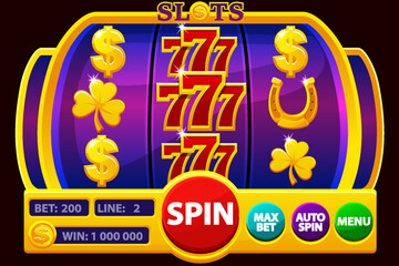 The slot machine with golden icons
