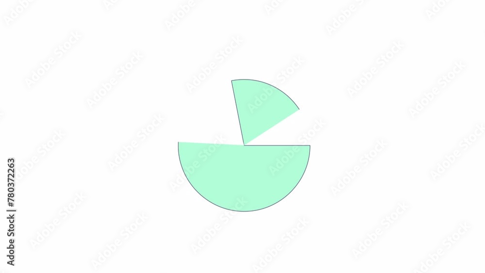 Poster graph pie chart growing line 2d object animation. data visualization flat color cartoon 4k video, al