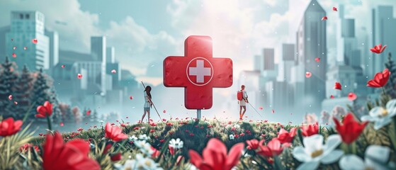 Vector illustration of the World Red Cross Day concept and the 8th May Red Cross Health concept.