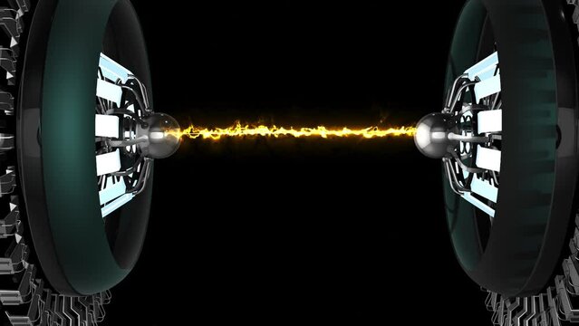 animation - Futuristic particle accelerator generating a powerful energy beam