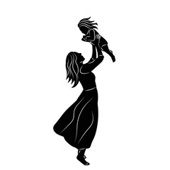 mother spinning with her daughter silhouette on a white background vector - 780374014