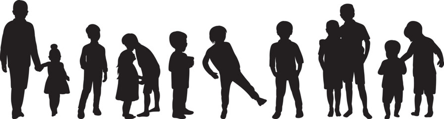 children set silhouette on white background vector - 780374048